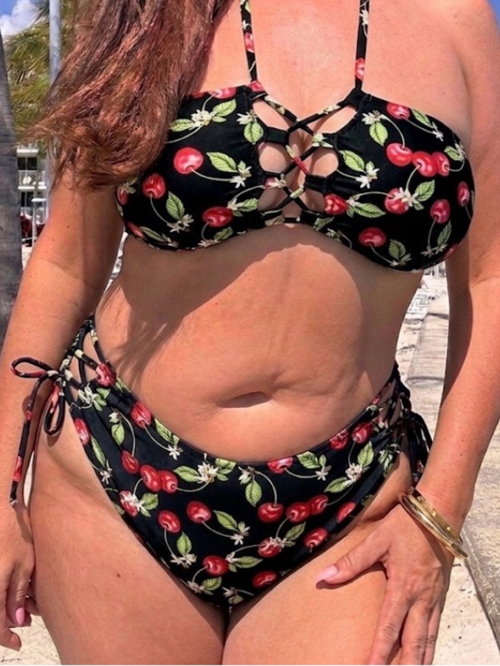 Curvy Beach Cherry 🍒 Bomb Side Tie Luxury Plus Size Bikini 4X BOTTOMS ONLY